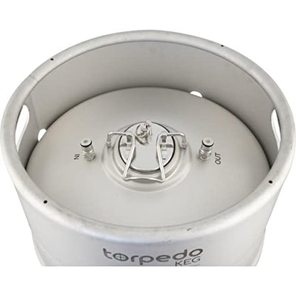 Torpedo Keg | Ball Lock | Stainless Steel | Rolled Stainless Steel Handles | Carbonate your beverages | 15 gal.