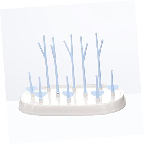 Toddmomy Multifunctional Bottle Drying Rack Tree Branch Organizer with Flexible Arms and Removable Tray Eco Friendly Plastic Bottle Holder for Countertop Space Saving Blue Design