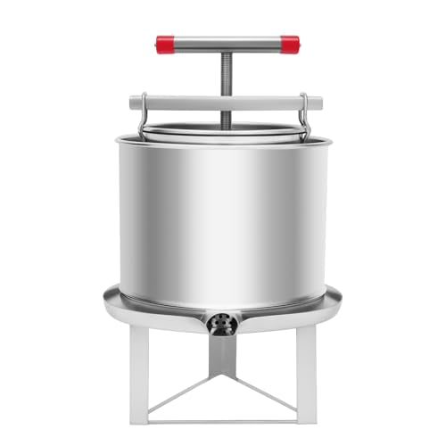 Bee Honey Press Extractor,532.6OZ Honey Wax Press Machine with 3 Support Feet,Manual Detachable Stainless Steel Presser for Honeys Grapes Presser Extractor,Fruit Wine Cider Press with T-Shape Handle