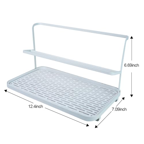 Countertop Kitchen Bottle Drying Rack with Drain Tray, 12.4 x 7.09 inch Counter Organizer, for Insulated Water, Baby Bottles and More - White