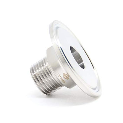 QiiMii 1.5" Tri Clamp Tri Clover Fittings to NPT 1/2" Male Thread Adaptor SS304, 2 pack - size: TC 50.5 x 1/2" (2 pack)