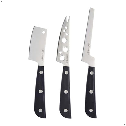 Cheese Knife Set, MATTSTONE HILL Cheese Knives - Soft & Semi Hard Cheese Knife, Soft Cheese Slicer, Cheese Cleaver, Premium Stainless Steel, Black Handle - size: Cheese Knife Set