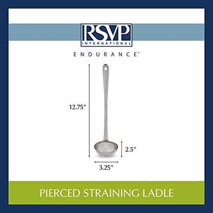 RSVP International Endurance Kitchen Collection Pierced Straining Tools, Ladle, 18/8 Stainless Steel - size: Ladle