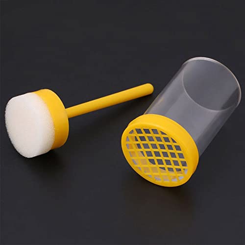 2 Pieces Queen Catcher Queen Bee Marker Queen Bee Catcher Queen Bee Cage Bee Queen Marking Catcher Queen Bee Marking Cage Bottle Tube Beekeeper Tool Accessory, Yellow