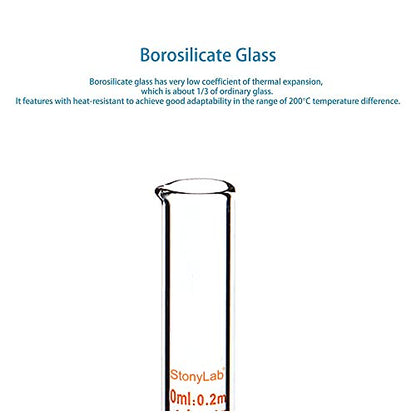 StonyLab 4-Pack Borosilicate Glass 10ml Heavy Wall Graduated Cylinder Measuring Cylinder, 10ml - size: 10 ml