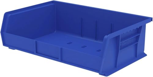 Akro-Mils 30255 AkroBins Plastic Storage Bins, Space-Saving Stackable Bins for Garage, Pantry, Craft Organization, 11" x 16" x 5", Blue, 6-Pack - color: Blue