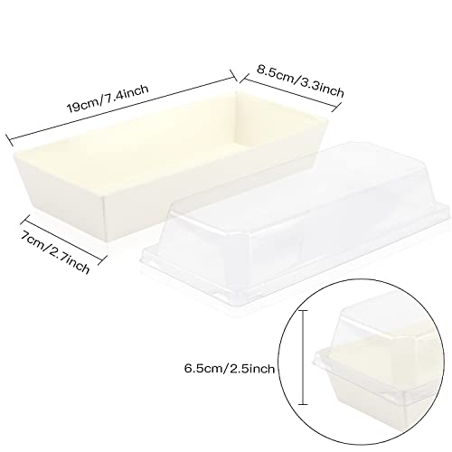 Lainrrew 50 Sets Roll Cake Box, Swiss Roll Sandwich Paper Boxes Charcuterie Boxes Muffin Cheese Pastry Dessert Box Sushi Fruits Display Food Storage Holder (White)
