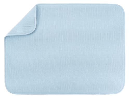 S&T INC. Dish Drying Mat XL, 18” x 24”, Absorbent Microfiber Kitchen Counter Mat, Dish Drying Pad for Dishes, Utensils, Pots and Pans, Extra Large, Sky Blue - size: 18" x 24"