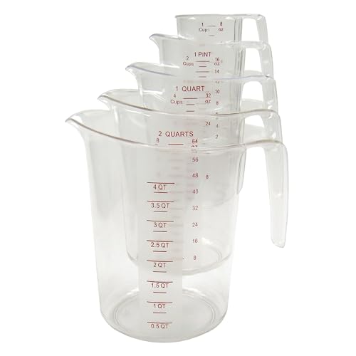 Winco 5-Piece Measuring Cup Set, Polycarbonate, Clear - size: 5 Piece Set