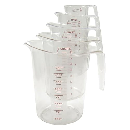 Winco 5-Piece Measuring Cup Set, Polycarbonate, Clear - size: 5 Piece Set