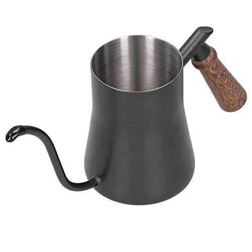 Coffee Drip Kettle 650ml Ergonomic Handle Stainless Steel Design with Thermometer for Home Baristas (650ml black)