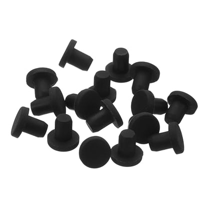 uxcell 32 Pieces Black Rubber Stopper, 4.3mm Plug Holes for 4mm/0.16" Hole - size: 4 mm