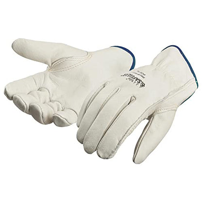 J. J. Keller & Associates, Inc. SAFEGEAR Cowhide Leather Work Gloves with Keystone Thumb - color: White (Pack of 3), size: X-Large (Pack of 3)