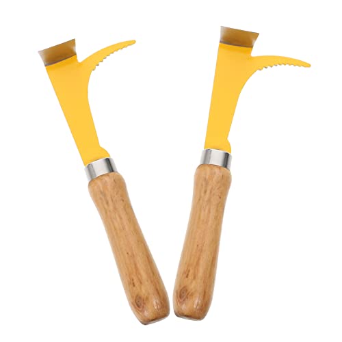 2pcs Stainless Steel Wooden Beehive Knife Dual Purpose Beekeeping Tool Lifter Scraper Ergonomic Handle for Easy Use