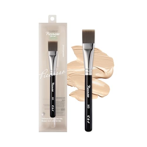 Piccasso Brush 163 Foundation Brush Soft & Dense Synthetic Bristles for Flawless Face Makeup, Perfect for Cream & Liquid Foundation - color: Dense Makeup