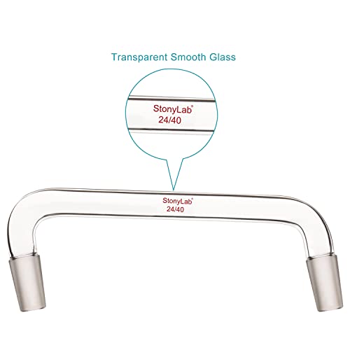 stonylab Glass Distilling Adapter, Borosilicate Glass 75 Degree and 105 Degree Bent Chemistry Adapter with 24/40 Standard Taper Inner Joints, 200 mm Length - size: 24/40 Joint