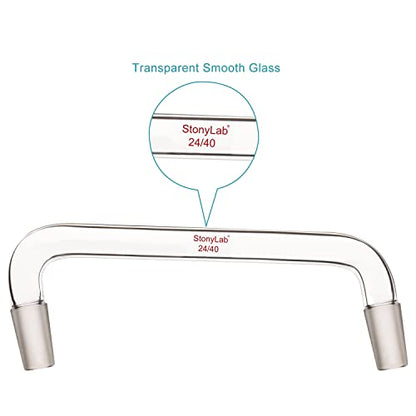 stonylab Glass Distilling Adapter, Borosilicate Glass 75 Degree and 105 Degree Bent Chemistry Adapter with 24/40 Standard Taper Inner Joints, 200 mm Length - size: 24/40 Joint