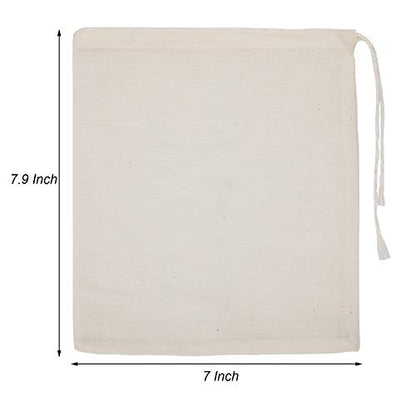 Pangda 100 Pieces Drawstring Cotton Bags Muslin Bags for Storage, Teas, Spices, Soaps, Candy, Jewellery, Wedding Party Favors and DIY Craft Home Decor (7.9 x 7 Inches) - size: 7.9 x 7 Inches
