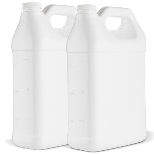 kitchentoolz Empty Gallon Jugs with Caps - Plastic F-Style HDPE Container with Secure Seal Lid - Liquid Storage, Water Transport Reusable Bottle - Pack of 2 - size: Pack of 2 Bottles
