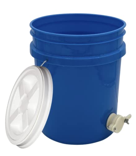 House Naturals Plastic 5 Gallon Honey Food Grade Bucket with Honey Gate for Beekeeping and Screw on Lid (Blue) - color: Blue