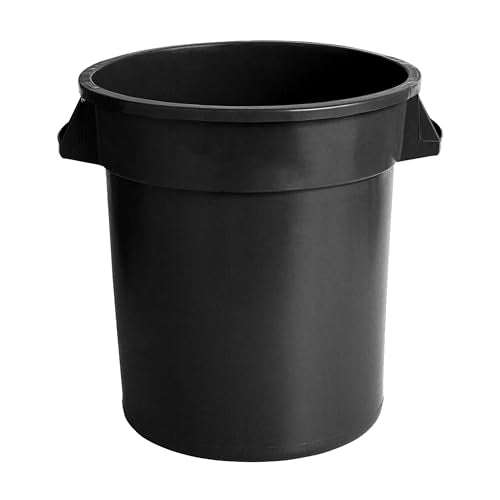 PRO&Family Commercial Round Trash Can, Ingredient Bin, Heavy-Duty Plastic, Anti-Static, Kitchen, Office, Outdoor Use (Black, 20 Gallon) - color: Black, size: 20 Gallon