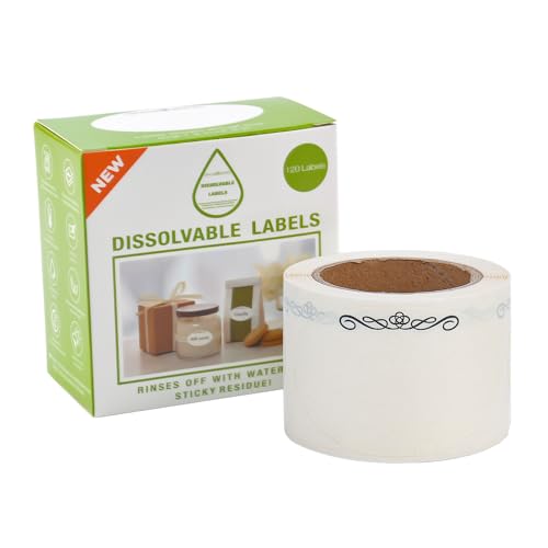 L LIKED 120 Stickers Dissolvable Food Labels for Containers 1 1/2" x 2 1/2" Canning Labels for Jars (Roll of 120) (1 Rolls) - size: 1 Roll - 120 Labels