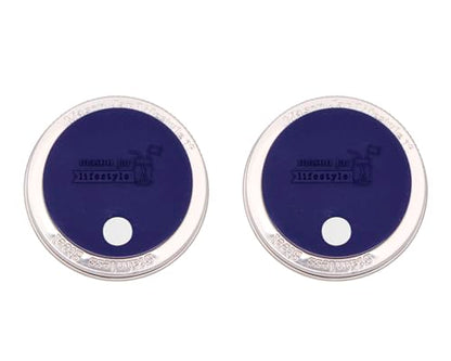 2 Pack, Midnight Blue, Regular Mouth Silicone Straw Hole Tumbler and Fermentation Lids with Stainless Steel Bands by Mason Jar Lifestyle - color: Midnight Blue, size: Regular Mouth