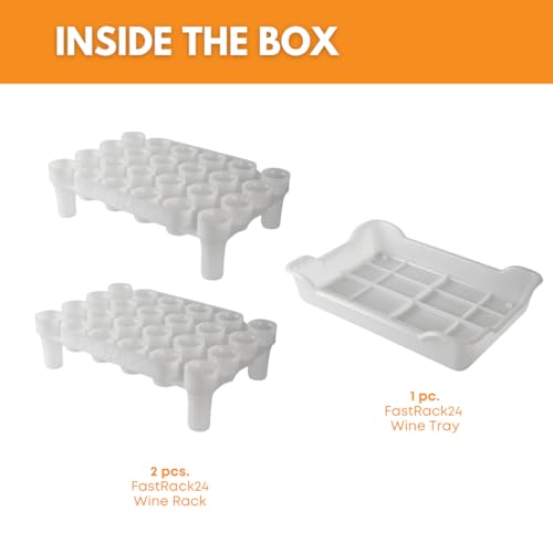 FASTFERMENT - 24-Bottle Drying Rack & Tray| Bottle Drying Tree Alternative | Dry & Store Your Wine or Bomber/Belgian Bottles | 2-Stackable Racks, 1 Tray | Dishwasher Safe | Home Brewing Supplies - size: FastRack24 Two Racks & One Tray