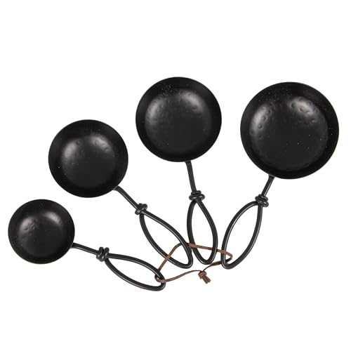 Creative Co-Op Hammered Stainless Steel Scoops, Black, Set of 4 - color: Black