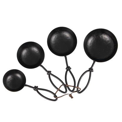 Creative Co-Op Hammered Stainless Steel Scoops, Black, Set of 4 - color: Black