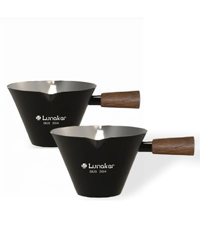 Espresso Shot Cups- 4oz Double Spouts Espresso Measuring Cups with Wooden Handle - Coffee Bar Accessories, Black（2 Pcs） - color: Black 2 Pcs