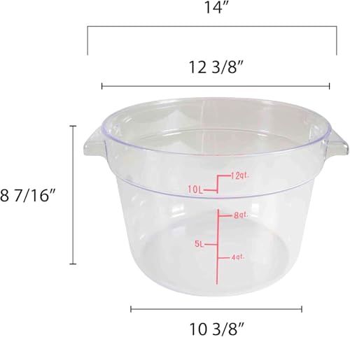 TrueCraftware- 12 Quart Clear Round Food Storage Container Polycarbonate- Commercial Reusable Food Container Canister with Measurement Markings for Meal Prep Pantry Kitchen - size: 12 Quart