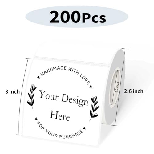 Square Thermal Labels Printer Stickers- 3" x 3", White Self-Adhesive Square Direct Thermal Labels Stickers, Waterproof/Perforation Line Design- 200 Sheets - color: White, size: Square 3'' X 3''