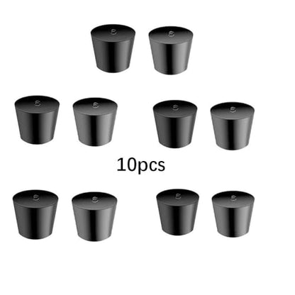 Laboratory Grade Rubber Stoppers, 10 Pieces Assorted Tapered Bungs Set, 6# Solid Black Round Rubbers Hole Plugs - size: 10pcs 6#