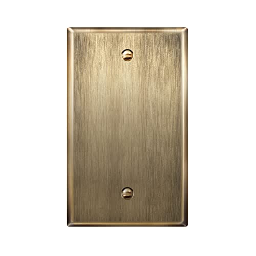 ENERLITES Blank Device Metal Wall Plate, Corrosion Resistant, Size 1-Gang 4.50" x 2.76", Stainless Steel 201, 7701-AB, Antique Brass, UL Listed - color: Antique Brass, size: Standard Size