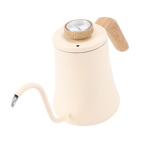 Jiawu Coffee Kettle, 600ML 304 Stainless Steel Long Spout Gooseneck Hand Drip Coffee Pot, Ergonomic Anti Scald Handle with Built In Thermometer Lid for Home Kitchen Use