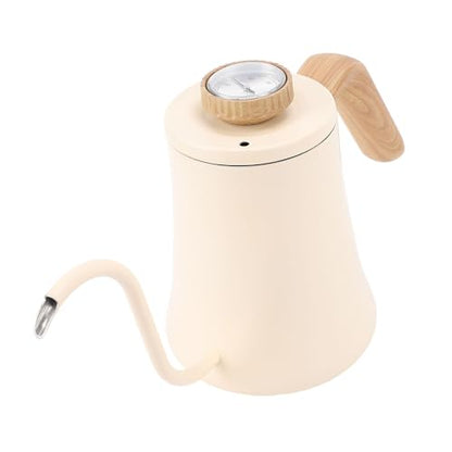 Jiawu Coffee Kettle, 600ML 304 Stainless Steel Long Spout Gooseneck Hand Drip Coffee Pot, Ergonomic Anti Scald Handle with Built In Thermometer Lid for Home Kitchen Use