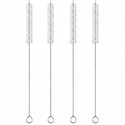 4 Pack Long Handle Pipe Cleaning Brush Set, Soft Bristle Deep Clean Detail Brush for Straws, Narrow Bottles, Small Tubes, Crevices - color: 4 Pcs Clear