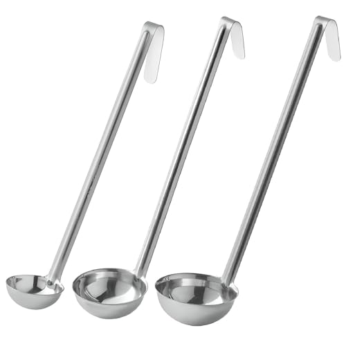 OCS Parts Set of 3 Stainless Steel Culinary Ladles | One-Piece Dishwasher Safe Home, Restaurant, Buffet and Catering Serving Ladle for Sauces, Soup, Gravy, and Salad Dressing (1-3 - 5 Ounce) - size: 1 - 3 - 5 Ounce
