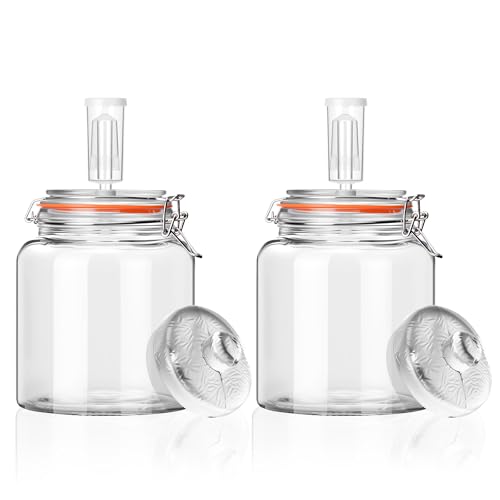 0.6 Gal Fermentation Kit, Glass Jars, Weights & Airlocks, 2 Pack | Perfect for Sauerkraut, Kimchi, Kombucha and Pickles - size: 0.6 Gallon
