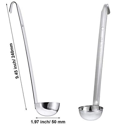meekoo 3 Pieces Stainless Steel Ladle Soup Handle Ladle with Pouring Rim for Kitchen Cooking Soup Sauce (1 oz) - size: 1 oz
