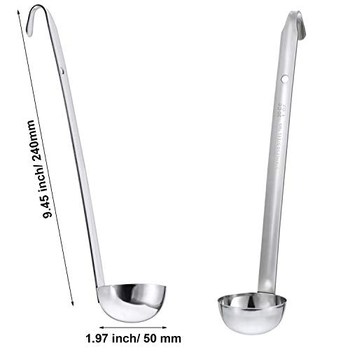 meekoo 3 Pieces Stainless Steel Ladle Soup Handle Ladle with Pouring Rim for Kitchen Cooking Soup Sauce (1 oz) - size: 1 oz