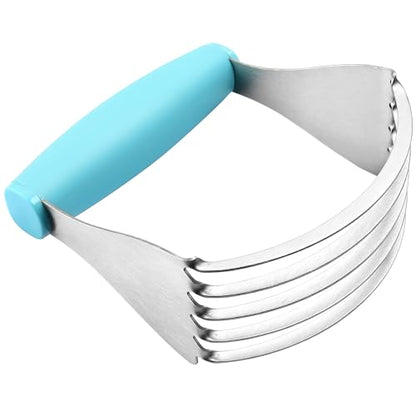 Spring Chef XL Dough Blender Tool For Baking, Heavy Duty Pastry Blender, Stainless Steel Pastry Cutter with Durable Blades, Dough Mixer, Butter Cutter for Easy Mixing, Dishwasher Safe - Aqua Sky | Heavy Duty Dough Mixer with Stainless Steel Blades, Butter