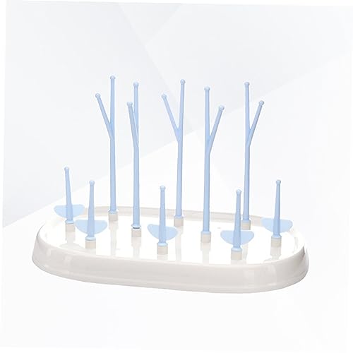 Toddmomy Multifunctional Bottle Drying Rack Tree Branch Organizer with Flexible Arms and Removable Tray Eco Friendly Plastic Bottle Holder for Countertop Space Saving Blue Design