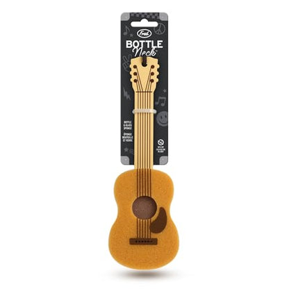 Genuine Fred Bottle Neck Guitar Bottle Brush Long-Handle Sponge, Fun and Unique Acoustic Guitar Design, Gift-Ready Packaging, Great for Music Lovers