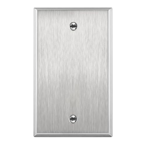 ENERLITES Blank Device Metal Wall Plate, Corrosion Resistant, Size 1-Gang 4.50" x 2.76", UL Listed, 7701, 430 Stainless Steel, Silver - color: Stainless Steel, size: Standard Size