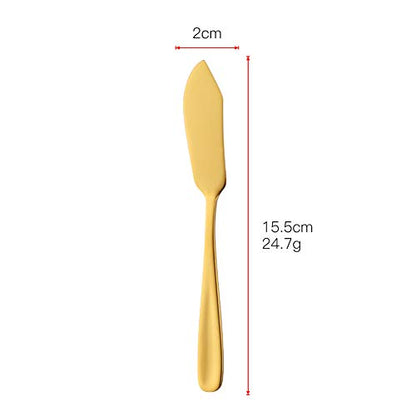 Stainless Steel Cheese Dessert Knives, Set of 6, Breakfast Butter Knife, Slicer Sandwich Spreader(Gold)