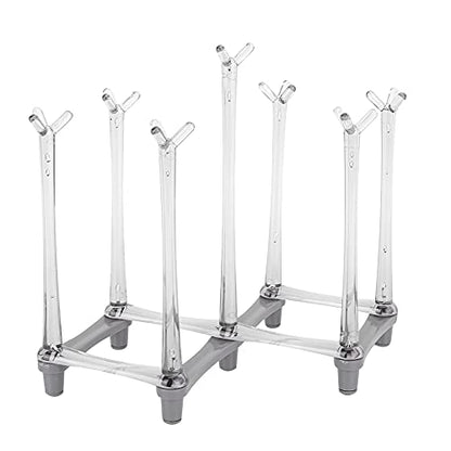 Retractable Bottle Drying Rack, Plastic Cup Drying Stand Holder, Countertop Bottle Drainer Stand, Non Slip Bottom Mug Tree Holder Tray, Drinking Glass Goblet Organizer for Home Kitchen (Light Gray)