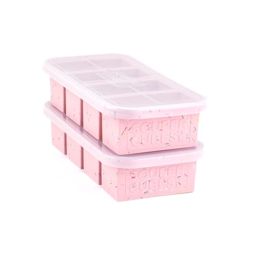 Souper Cubes 1 Cup Silicone Freezer Trays with Lids, Cotton Candy, 2-Pack | 100% Platinum-Cured Silicone Freezer Cubes, Oven and Microwave Safe, Perfect for Freezing Soup, Protein, Grains and More - color: Cotton Candy, size: 2-Pack