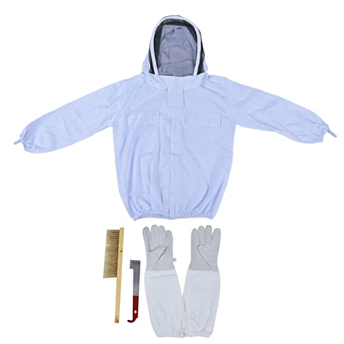 Beekeeping Suit Kit Protective Ventilated Jacket Gloves Scraper Bee Brush - Sting Proof Design, Breathable Veil Hat, Comfortable Fit for Men and Women